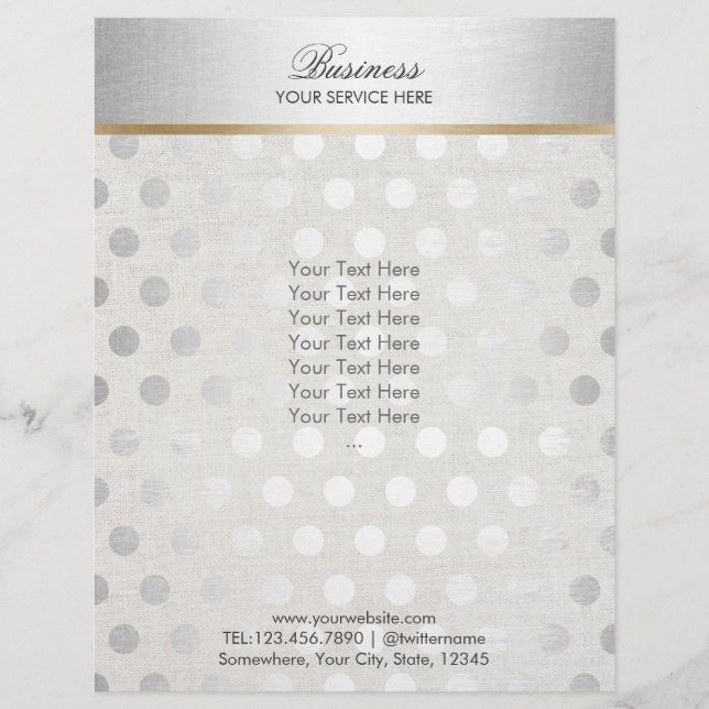 Silver Polka dots Classy Linen Salon Spa Brochures Reklamblad (Framsidan)