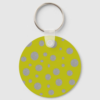 Silver Polka dots på Golden Background Nyckelring