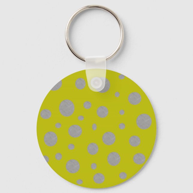 Silver Polka dots på Golden Background Nyckelring (Framsida)