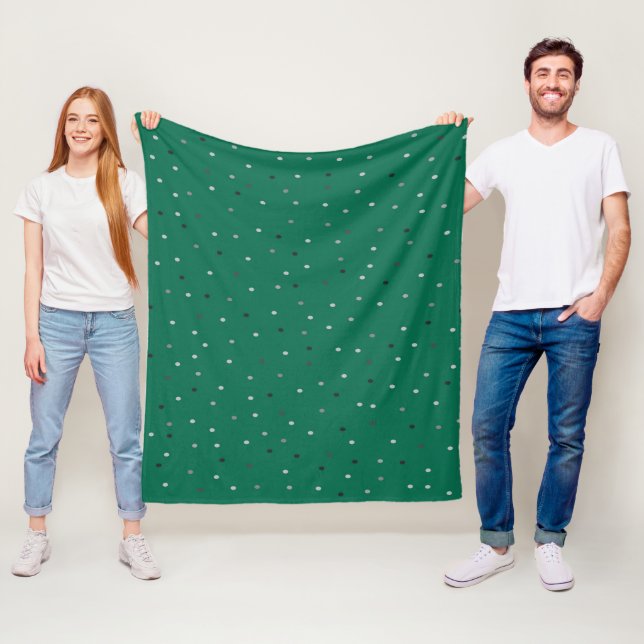Silver Polka dots på Grönten Fleecefilt (På plats)