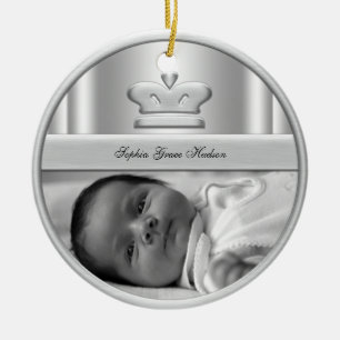 Silver Princess Crown Babyflicka Foto Ornament