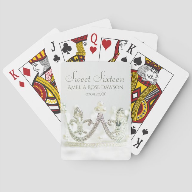 Silver Princess Krona Sweet sixteen Party Favor Casinokort (Baksidan)