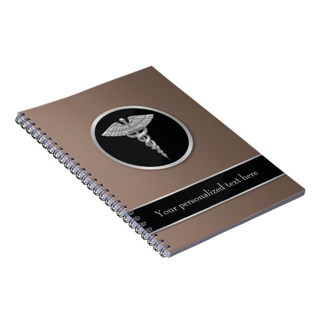 Silver Professionell Medical Caduceus Anteckningsbok Med Spiral (Högra Sidan)