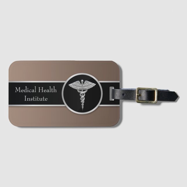 Silver Professionell Medical Caduceus - Bagagetag Bagagebricka (Framsida horisontal)