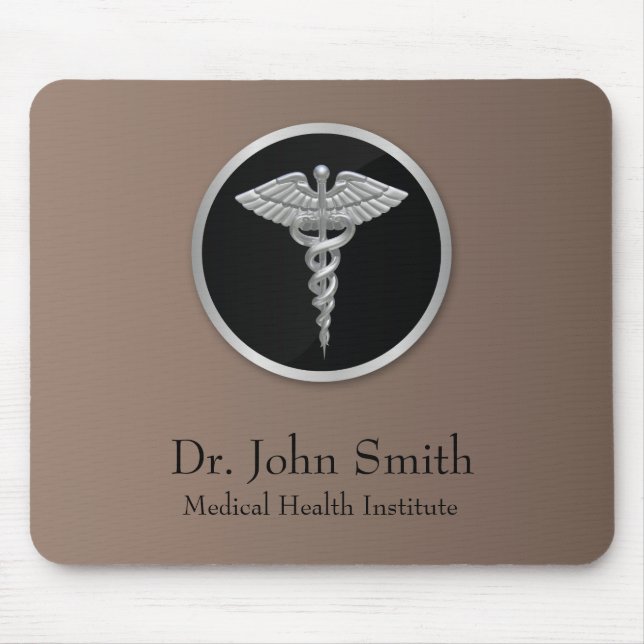 Silver Professionell Medical Caduceus - Mousepad Musmatta (Framsidan)