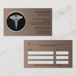 Silver Professionell Medical Caduceus Tidsbeställning Kort