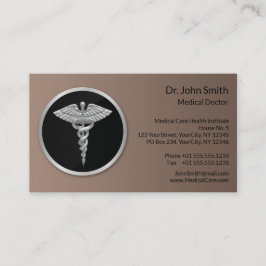 Silver Professionell Medical Caduceus Tidsbeställning Kort