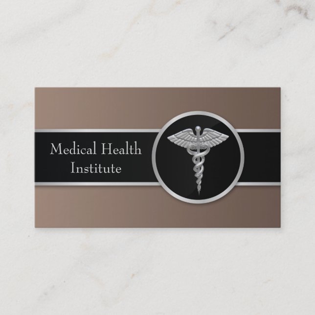 Silver Professionell Medicinsk Caduceus Affärskort Visitkort (Framsida)