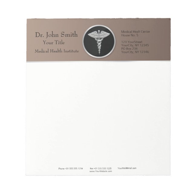 Silver Professionell Medicinsk Caduceus - Anteckni Anteckningsblock (Framsida)