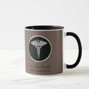 Silver Professionell Medicinsk Caduceus Mugg