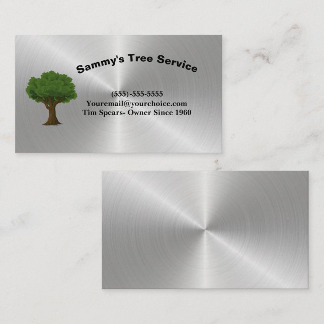 Silver Professionell Träd Trimming Service Busines Visitkort (Fram/baksida)
