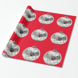 Silver-prydnadsföremål på Pappra Röd inslagning Presentpapper