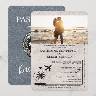 Silver Puerto Rico Pass Bröllopsinbjudan Inbjudningar