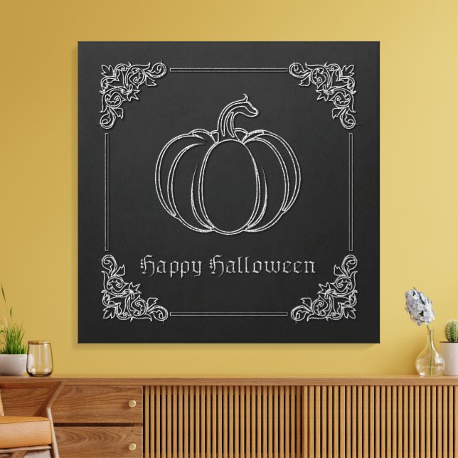 Silver Pumpkin Halloween Canvastryck (Insitu (Vardagsrum))