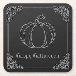 Silver Pumpkin Halloween Underlägg Papper Kvadrat