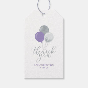 Silver & Purple Ballonger Party Tack tack-märke Presentetikett