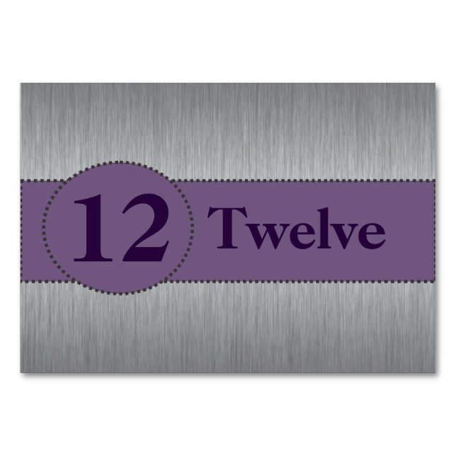 Silver & Purple Bordskortsmall Bordsnummer (Baksidan)