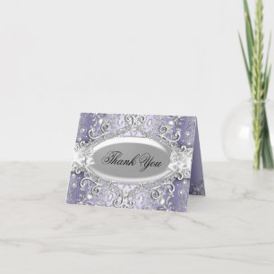 Silver & Purple Damask Pärl Tack Kort