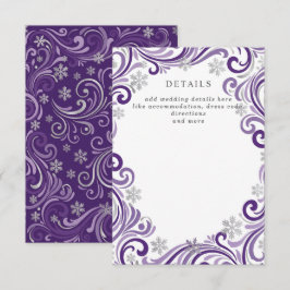 Silver Purple Snöflingor Vinter Bröllopsdetaljer Tilläggskort