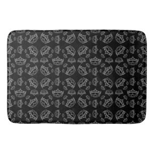 Silver Queen of Hearts krona tiara Black bad mat Badrumsmatta