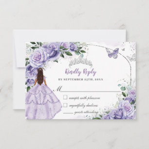 Silver Quinceañera Lila Lila Blommig Prinsessa OSA Kort