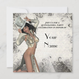 Silver quinceanera party inbjudningar