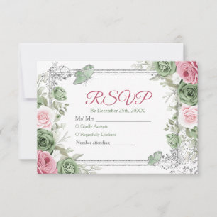Silver Quinceañera Sage Grönt Krona OSA kort