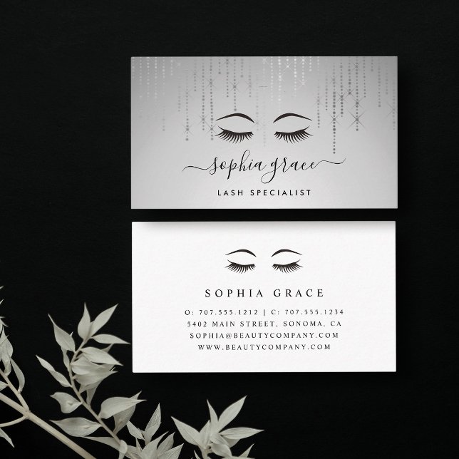 Silver Rain Aesthetician eller Makeup Artist Visitkort (Skapare uppladdad)