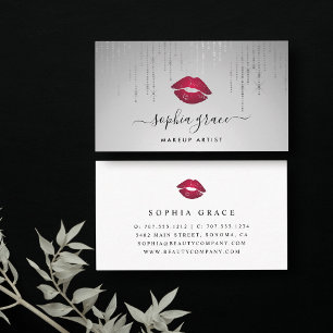 Silver Rain Makeup Artist Läppar Visitkort