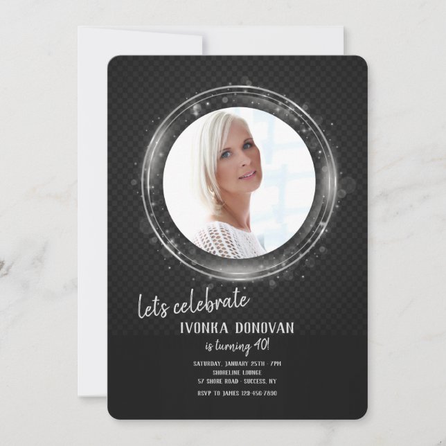 Silver Ram Foto Födelsedagsfest inbjudan (Framsida)