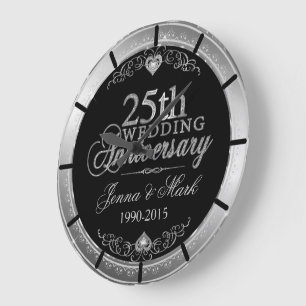 Silver Ram & Hearths 25:e Bröllop-årsdagen Stor Klocka