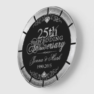 Silver Ram & Hearths 25:e Bröllop-årsdagen Stor Klocka