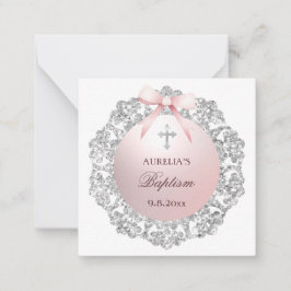 Silver Ram Rosa Bow Baptism Gift-hölje Anteckningskort