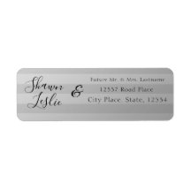Silver Rand Bröllop-adressetikett för återsändande