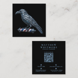 Silver Raven Razor Barberare Affär Logo Frisör Fyrkantigt Visitkort