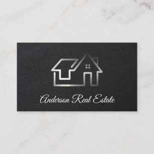 Silver Real Gods Logotyp Svart läder Visitkort