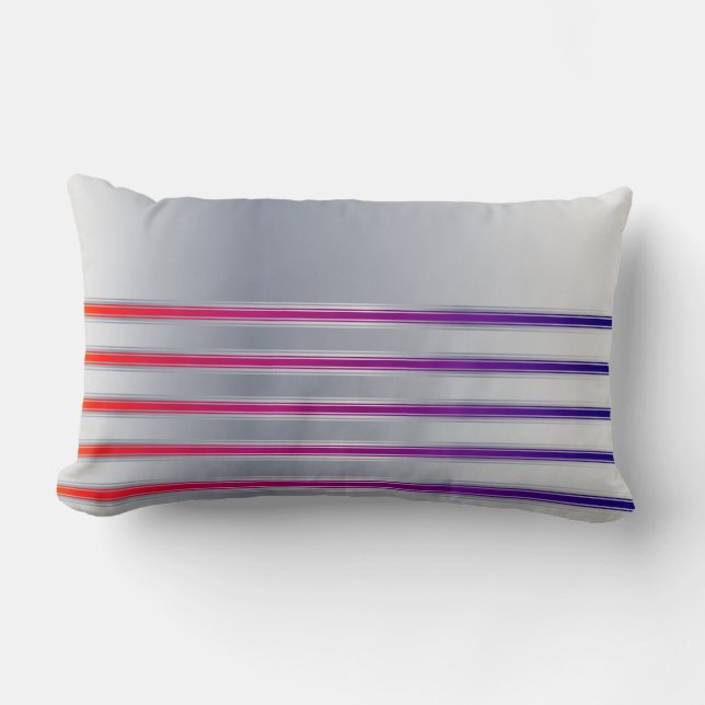 Silver Red Lila Rand Lumbar & Dekorativ kudde (Framsida)