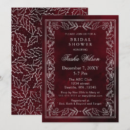 Silver Red Winter Foliage Helgdag Möhippa Inbjudningar