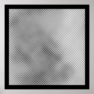 Silver Reflektiv Metall Abstrakt Svart Poster