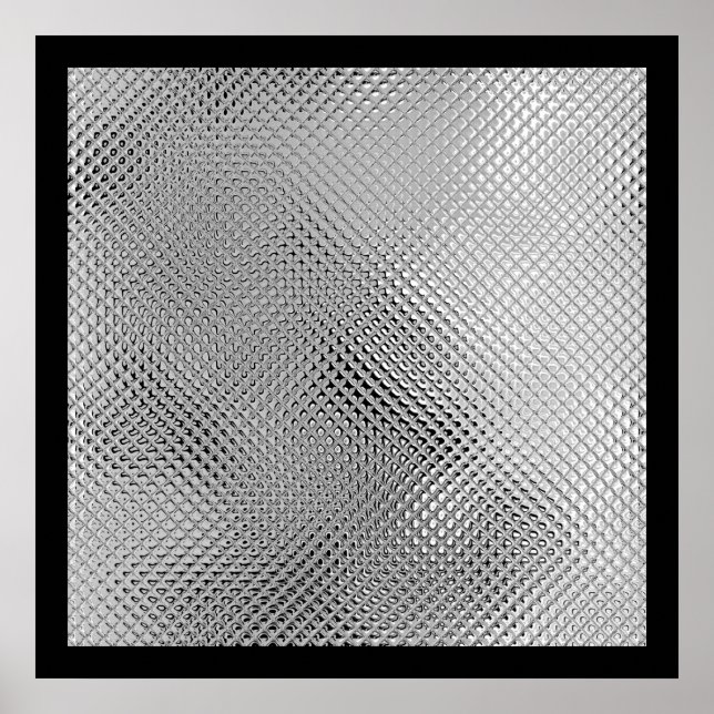 Silver Reflektiv Metall Abstrakt Svart Poster (Framsidan)