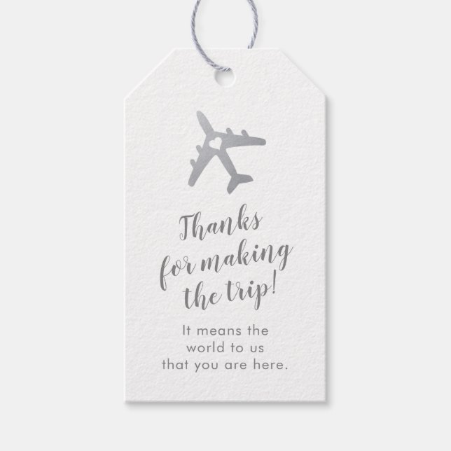 Silver resetema Flygplanets destinationsbröllop Presentetikett (Framsidan)