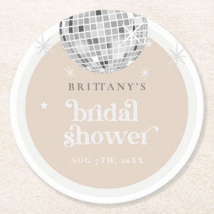 Silver Retro Disco Groovy Möhippa Underlägg Papper Rund