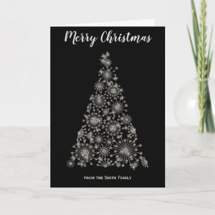 Silver Retro Julgran jul Kort