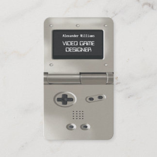 Silver Retro Style Gaming Console Game Designer Visitkort