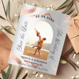 Silver ro fotobudget bröllop spara datum flygblad