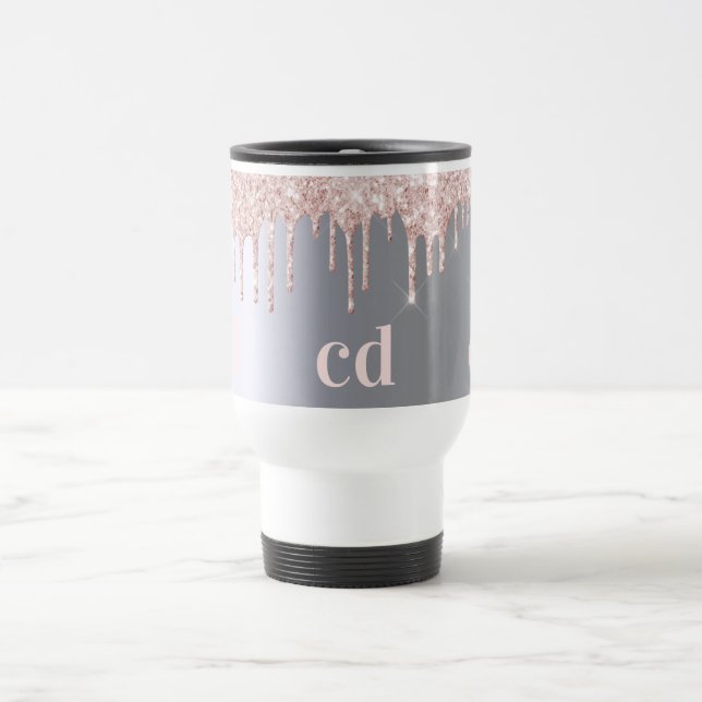 Silver ro glitter droppar i guld monogram resemugg (Center)