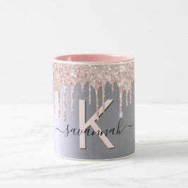 Silver ro glitter guld rosa monogram gnistra mugg