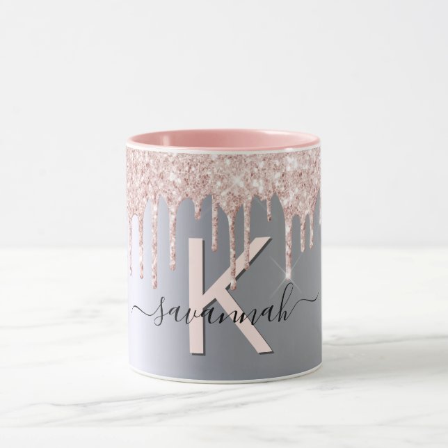 Silver ro glitter guld rosa monogram gnistra mugg (Center)