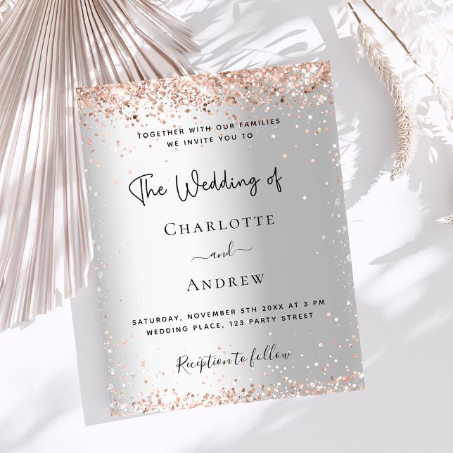 Silver ro guld elegant bröllop inbjudningar (Skapare uppladdad)