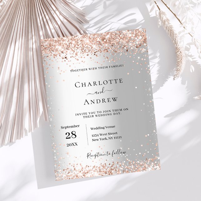 Silver ro guld formellt bröllop inbjudningar (Skapare uppladdad)